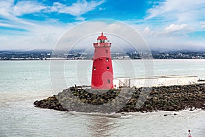 Red lighthouse in Dublinin port