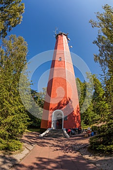 Red lighthouse on Hel peninsula in Poland