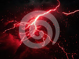 Red Lightning Bolt Dark Sky