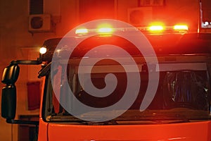 Red lights on top of Fire engine car