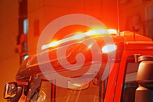 Red lights on top of Fire engine car