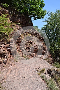 red limestone cliff at Mosel valley