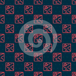 Red line Africa safari map icon isolated seamless pattern on black background. Vector