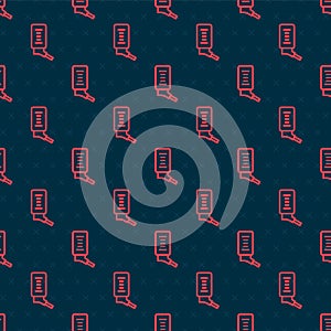 Red line Automatic drinker for small pets icon isolated seamless pattern on black background. Vector photo