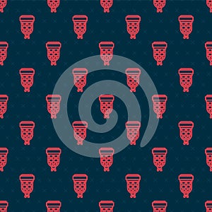 Red line Billiard pocket icon isolated seamless pattern on black background. Billiard hole. Vector