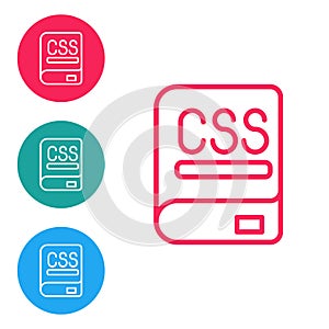 Red line Books about programming icon isolated on white background. Programming language concept. PHP, CSS, XML, HTML