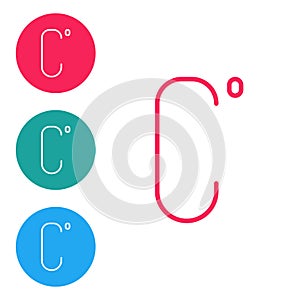 Red line Celsius icon isolated on white background. Set icons in circle buttons. Vector Illustration