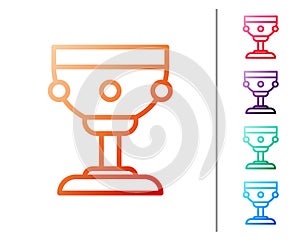 Red line Christian chalice icon isolated on white background. Christianity icon. Happy Easter. Set color icons. Vector
