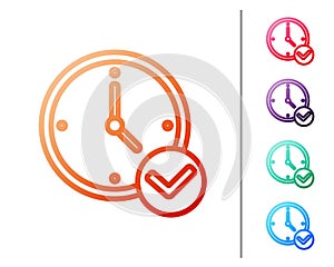 Red line Clock icon isolated on white background. Time symbol. Set color icons. Vector
