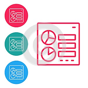 Red line Computer api interface icon isolated on white background. Application programming interface API technology
