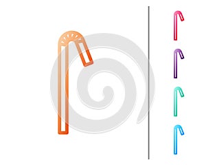 Red line Drinking plastic straw icon isolated on white background. Set color icons. Vector Illustration.