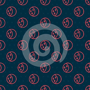 Red line Eclipse of the sun icon isolated seamless pattern on black background. Total sonar eclipse. Vector photo