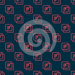 Red line Fahrenheit icon isolated seamless pattern on black background. Vector