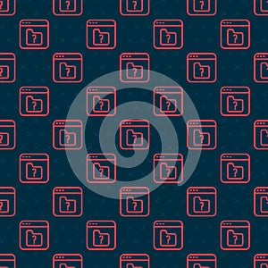 Red line File missing icon isolated seamless pattern on black background. Vector