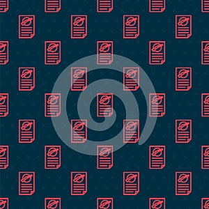 Red line Firearms license certificate icon isolated seamless pattern on black background. Weapon permit. Vector