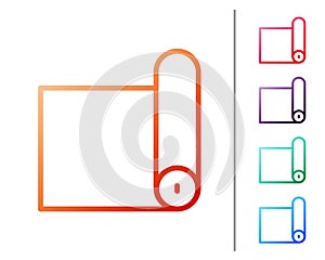 Red line Fitness mat roll icon isolated on white background. Yoga mat rolled. Sport equipment. Set color icons. Vector