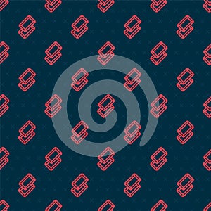 Red line Gold bars icon isolated seamless pattern on black background. Banking business concept. Vector