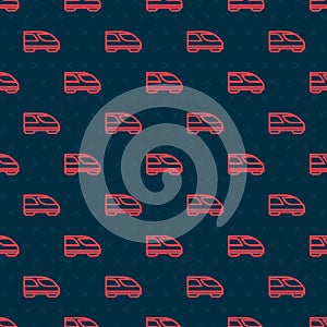 Red line High-speed train icon isolated seamless pattern on black background. Railroad travel and railway tourism