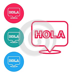 Red line Hola icon isolated on white background. Set icons in circle buttons. Vector