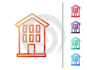 Red line House icon isolated on white background. Home symbol. Set color icons. Vector