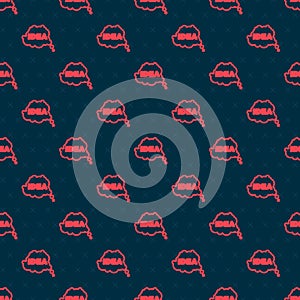 Red line Idea, speech bubble icon isolated seamless pattern on black background. Message speech bubble idea with cloud