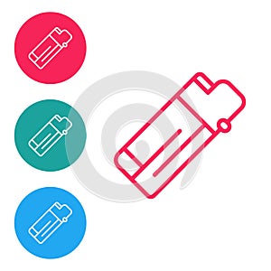 Red line Lighter icon isolated on white background. Set icons in circle buttons. Vector