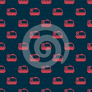 Red line Mars rover icon isolated seamless pattern on black background. Space rover. Moonwalker sign. Apparatus for