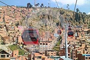 Red Line of Mi Teleferico Cable Car Connecting La Paz and El Alto, Bolivia photo