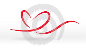 Red line motion heart wave abstract icon background
