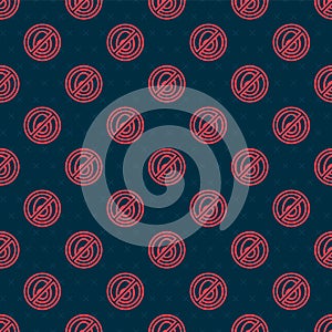 Red line No meat icon isolated Red line background. No fast food allowed - vegetarian food. Vector