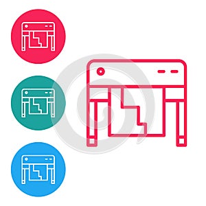 Red line Plotter icon isolated on white background. Large format multifunction printer. Polygraphy, printshop service