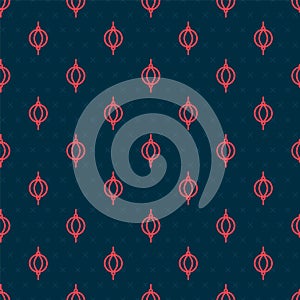 Red line Punching bag icon isolated seamless pattern on black background. Vector