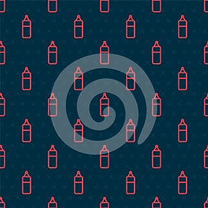 Red line Punching bag icon isolated seamless pattern on black background. Vector