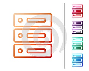 Red line Server, Data, Web Hosting icon isolated on white background. Set color icons. Vector Illustration