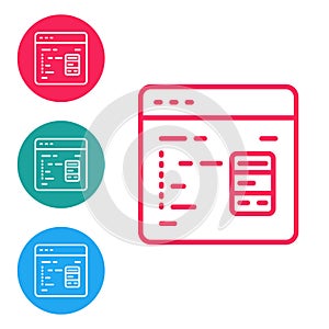 Red line Software, web developer programming code icon isolated on white background. Javascript computer script random