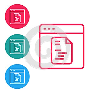 Red line Software, web developer programming code icon isolated on white background. Javascript computer script random