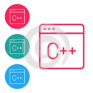 Red line Software, web developer programming code icon isolated on white background. Javascript computer script random