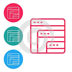 Red line Software, web developer programming code icon isolated on white background. Javascript computer script random