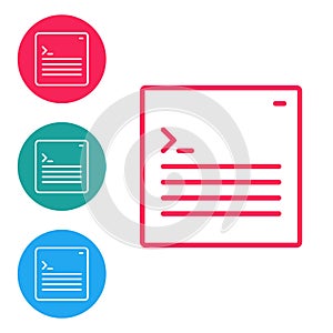 Red line Software, web developer programming code icon isolated on white background. Javascript computer script random