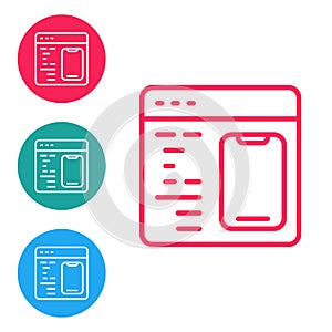 Red line Software, web developer programming code icon isolated on white background. Javascript computer script random