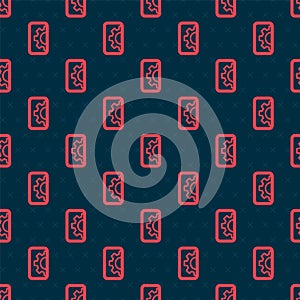 Red line Software, web development, programming concept icon isolated seamless pattern on black background. Programming