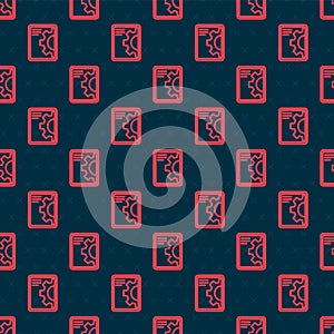 Red line Software, web development, programming concept icon isolated seamless pattern on black background. Programming