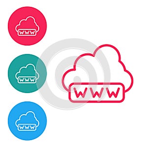 Red line Software, web development, programming concept icon isolated on white background. Programming language and