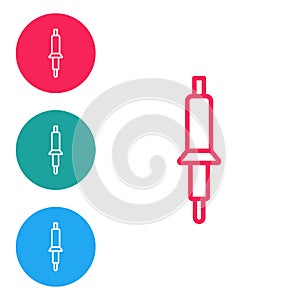 Red line Soldering iron icon isolated on white background. Set icons in circle buttons. Vector