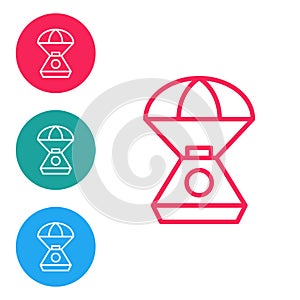 Red line Space capsule icon isolated on white background. Set icons in circle buttons. Vector