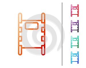 Red line Stretcher icon isolated on white background. Patient hospital medical stretcher. Set color icons. Vector