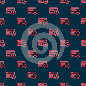 Red line Web analytics information and development website statistic icon isolated seamless pattern on black background