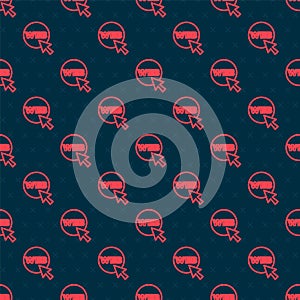 Red line Web and graphic design icon isolated seamless pattern on black background. Creative and development. Vector