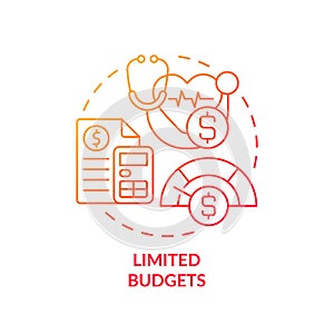 Red linear gradient icon limited budgets concept