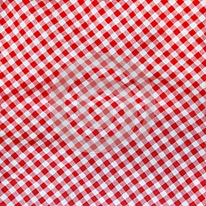 Red linen crumpled tablecloth.